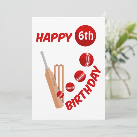 Cricket Bat en Ball Kids Verjaardag Feestdagenkaart (Staand voorkant)