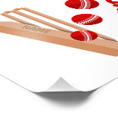 Cricket Bat en Ball Kids Verjaardag Foto Afdruk (Hoek)