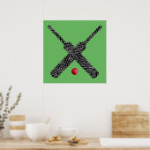 cricket bat en ball typografie poster (Keuken)