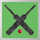  cricket bat en ball typografie poster (Voorkant)