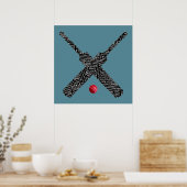  cricket bat en ball typografie poster (Keuken)