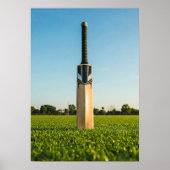 Cricket Bat Standing on Sunlit Field Poster (Voorkant)