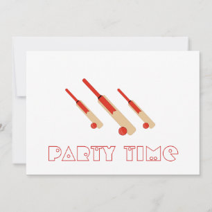 Cricket Bats and Balls Party Time Invitation Kaart