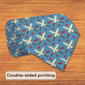 Cricket bats herhalend patroon blauw stropdas