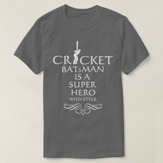 Cricket batsman a superheld1 t-shirt (Design voorkant)