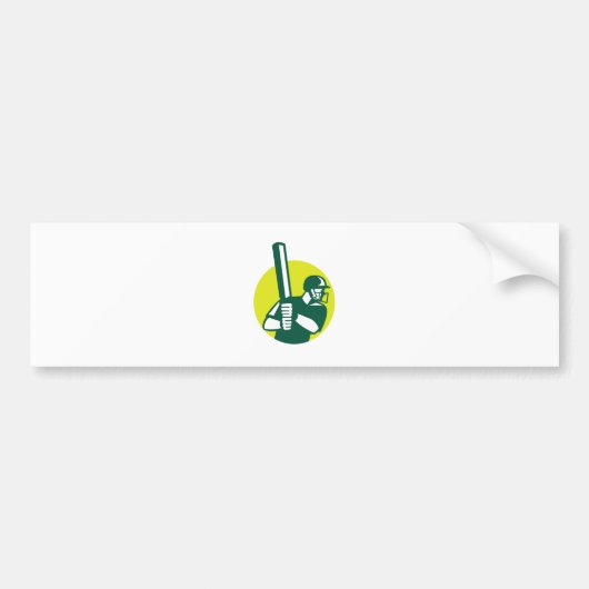 Cricket Batsman Batsman Pictogram Retro Bumpersticker (Voorkant)