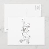 Cricket Batsman Batting Doodle Art Briefkaart (Voorkant / Achterkant)