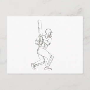 Cricket Batsman Batting Doodle Art Briefkaart