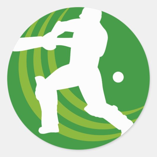 cricket batsman batting silhouet ronde sticker (Voorkant)