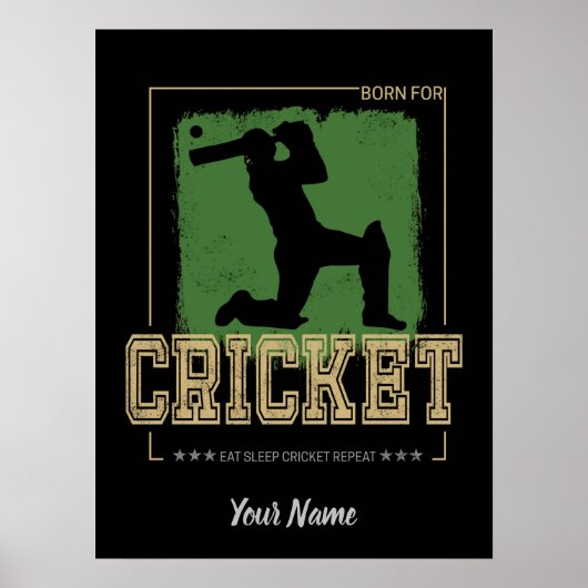 Cricket Batsman Born for Game Player and Coach Poster (Voorkant)