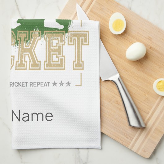 Cricket Batsman Pitcher Speler Coach Theedoek (Quarter Fold)