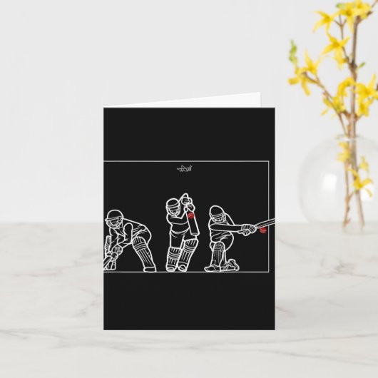 Cricket Batting Funny Cricket Fan Gift Cricket  Kaart (Gele Bloem)