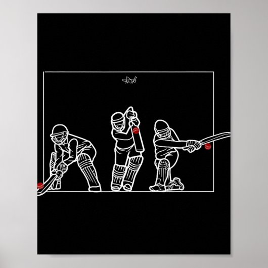 Cricket Batting Funny Cricket Fan Gift Cricket  Poster (Voorkant)
