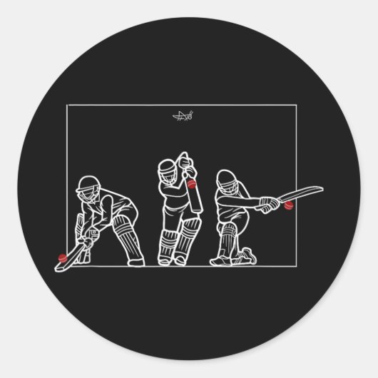 Cricket Batting Funny Cricket Fan Gift Cricket  Ronde Sticker (Voorkant)