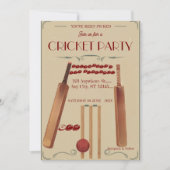 Cricket Birthday Party Sports Invitation Kaart (Voorkant)