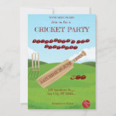 Cricket Birthday Party Sports Invitation Kaart (Voorkant)