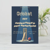 Cricket Birthday Party Sports Invitation Kaart (Staand voorkant)
