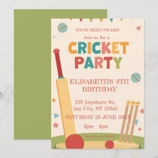 Cricket Birthday Party Sports Invitation Kaart