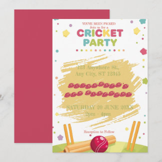 Cricket Birthday Party Sports Invitation Kaart