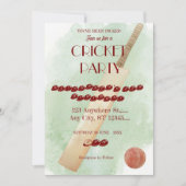 Cricket Birthday Party Sports Invitation Kaart (Voorkant)