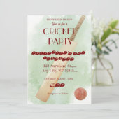 Cricket Birthday Party Sports Invitation Kaart (Staand voorkant)