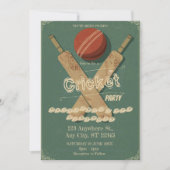 Cricket Birthday Party Sports Invitation Kaart (Voorkant)