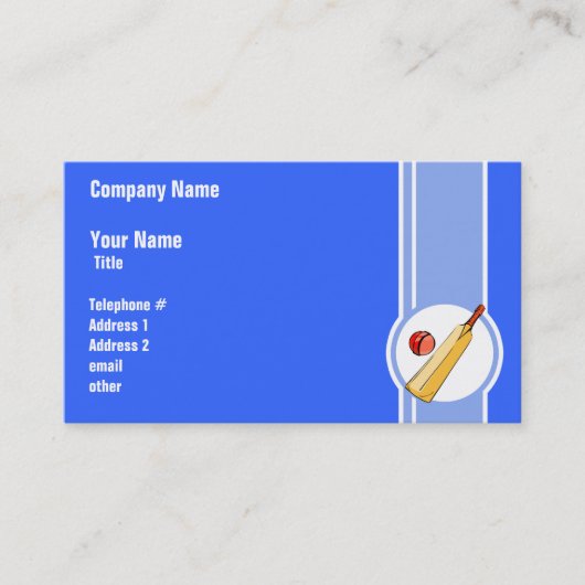 Cricket; blauw visitekaartje (Voorkant)