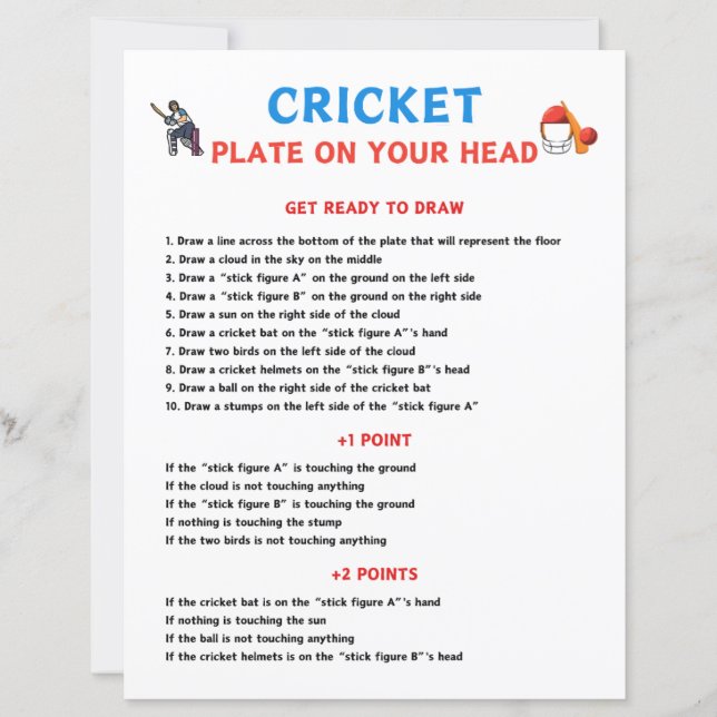 Cricket Bord op je hoofd spel (Voorkant)