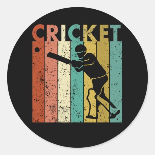 Cricket Bowler Bat Cricketer Gift Ronde Sticker (Voorkant)