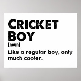 Cricket Boy Funny Dictionary Definitie Poster