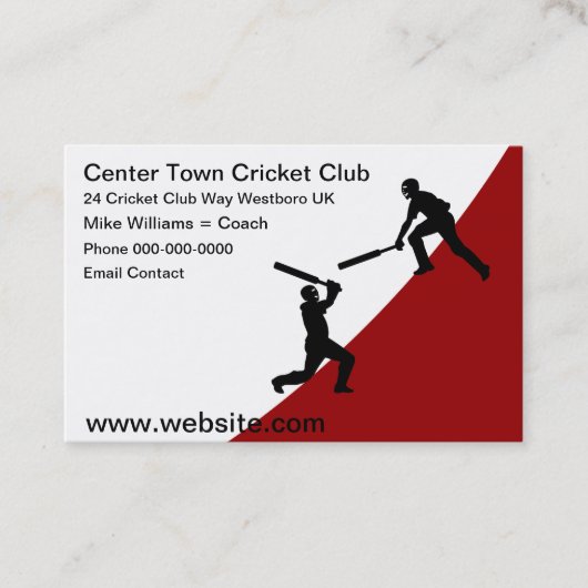 Cricket Club Modern Simple Visitekaartjes (Voorkant)
