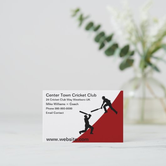 Cricket Club Modern Simple Visitekaartjes (Staand voorkant)