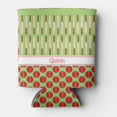 Cricket-concept aangepaste naam rood groen blikjeskoeler (Voorkant)