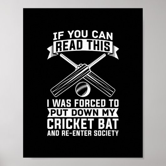 Cricket - Cricketer Club Player Tsman Bowler Crick Poster (Voorkant)