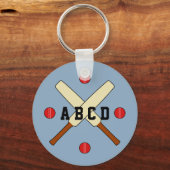 Cricket cross-bats gepersonaliseerd blauw sleutelhanger (Voorkant)