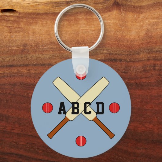 Cricket cross-bats gepersonaliseerd blauw sleutelhanger (Voorkant)