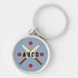 Cricket cross-bats gepersonaliseerd blauw sleutelhanger