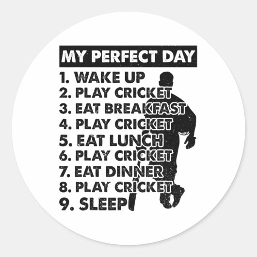Cricket Dag Plan Cricket Speler Ronde Sticker (Voorkant)