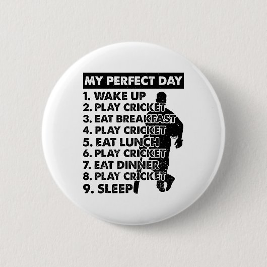 Cricket Day Plan Cricket Player Ronde Button 5,7 Cm (Voorkant)