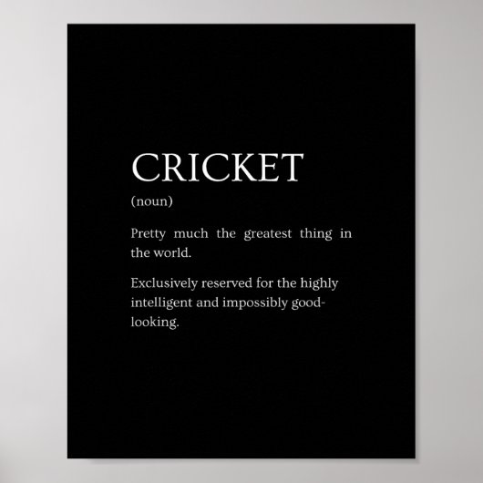 Cricket Definitie - Grappige Sarcastische Cricket Poster (Voorkant)