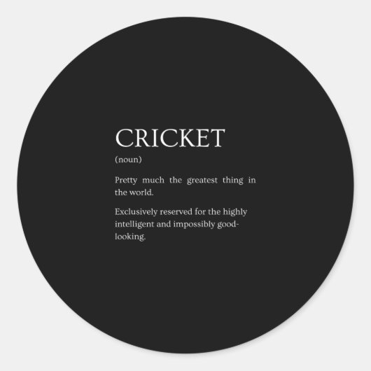 Cricket Definitie - Grappige Sarcastische Cricket Ronde Sticker (Voorkant)