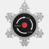 Cricket Eat Sleep Repeat Sports Fan Gezegde Tin Sneeuwvlok Ornament (Voorkant)