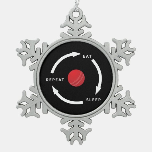 Cricket Eat Sleep Repeat Sports Fan Gezegde Tin Sneeuwvlok Ornament (Voorkant)