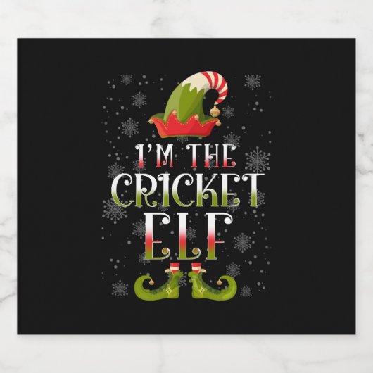 Cricket Elf Kerstmis Sparkling Wijnetiket (Enkel label)
