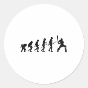 Cricket Evolutie Grappige Grafiek Voor Speler Ronde Sticker
