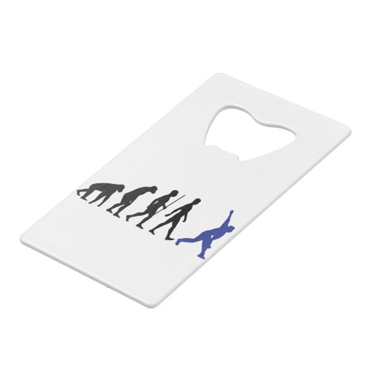 Cricket Evolution Bowler Batsman Player Fans Creditkaart Flessenopener (Achterkant Gekanteld)