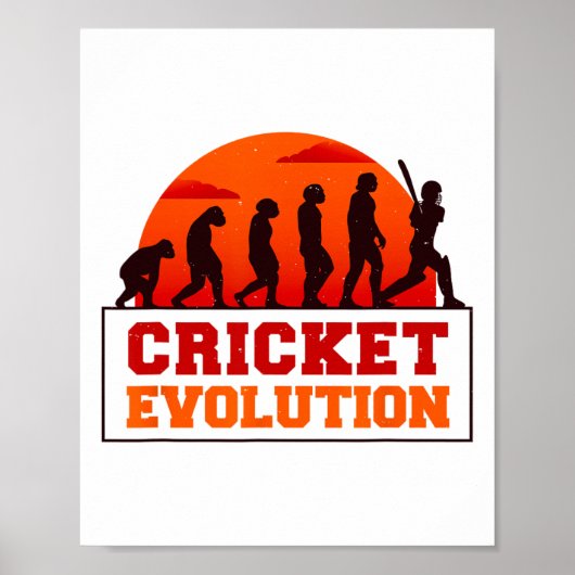 Cricket Evolutionn Funny Sport Fan Cricketer Novel Poster (Voorkant)