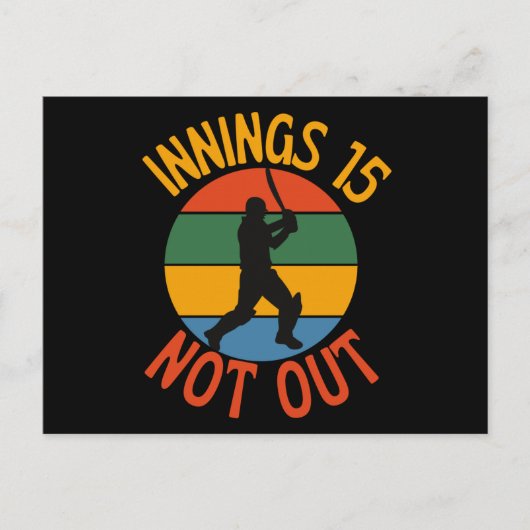 Cricket Fan 15 Jaar Verjaardag Not Out Briefkaart (Voorkant)