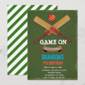 Cricket-feestthema uitnodiging (Voorkant / Achterkant)