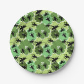 Cricket Floral Pattern Green and Black Papieren Bordje (Voorkant)